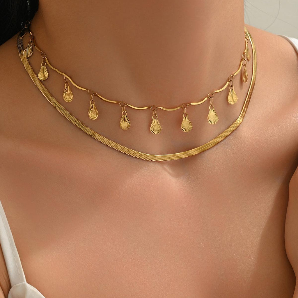 Solar Fringe Layered Necklace Set