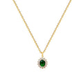 Emerald Halo Pendant Necklace