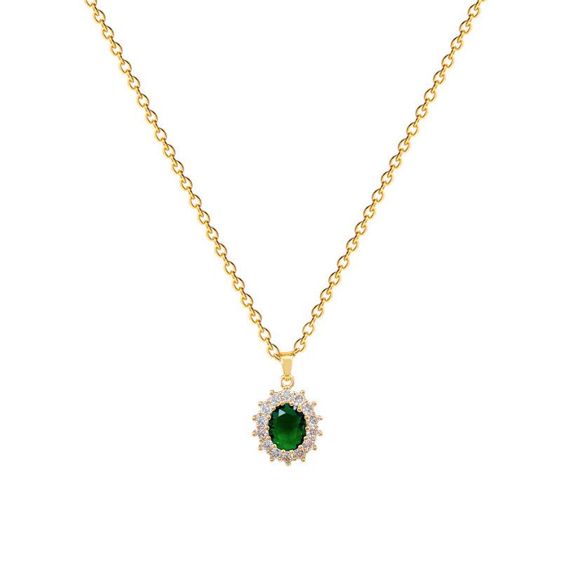 Emerald Halo Pendant Necklace