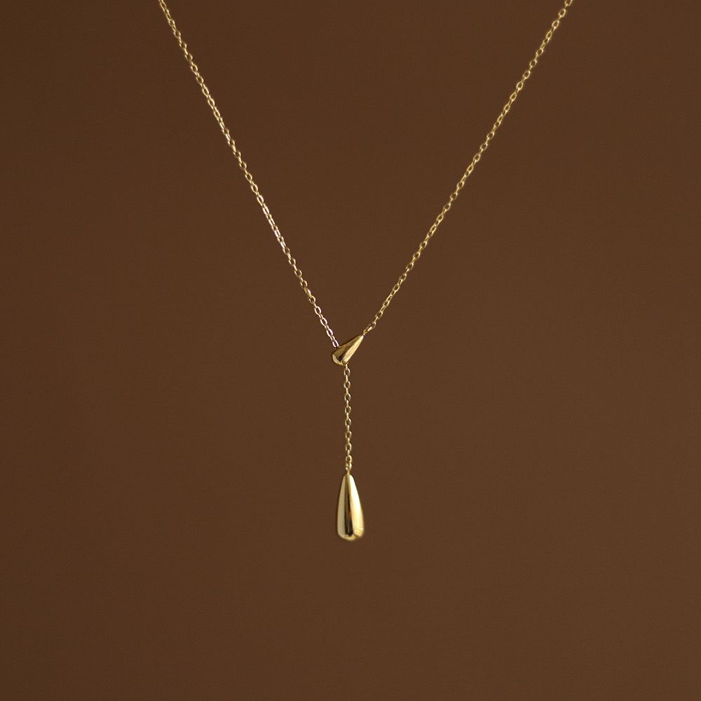 Golden Drop Lariat Necklace