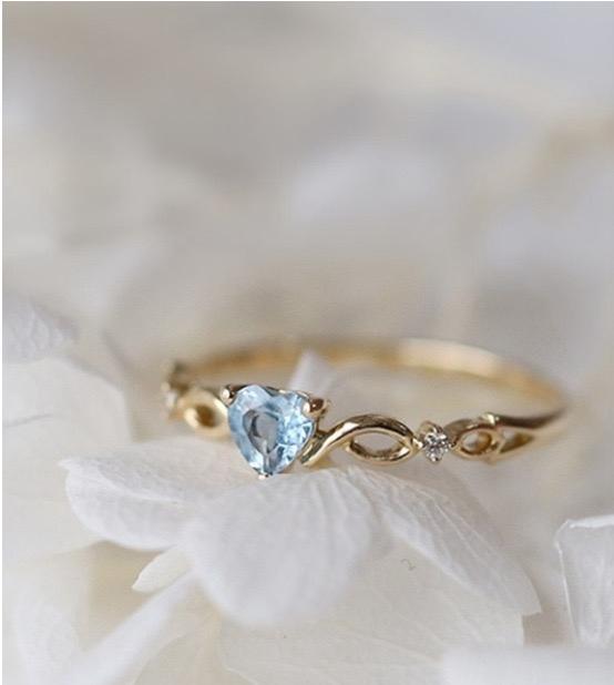 Aqua Heart Infinity Ring