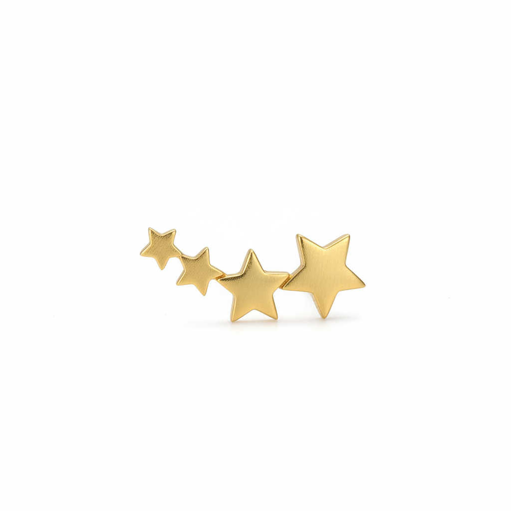 Gold Star Crawler Earrings - macro close-up detail