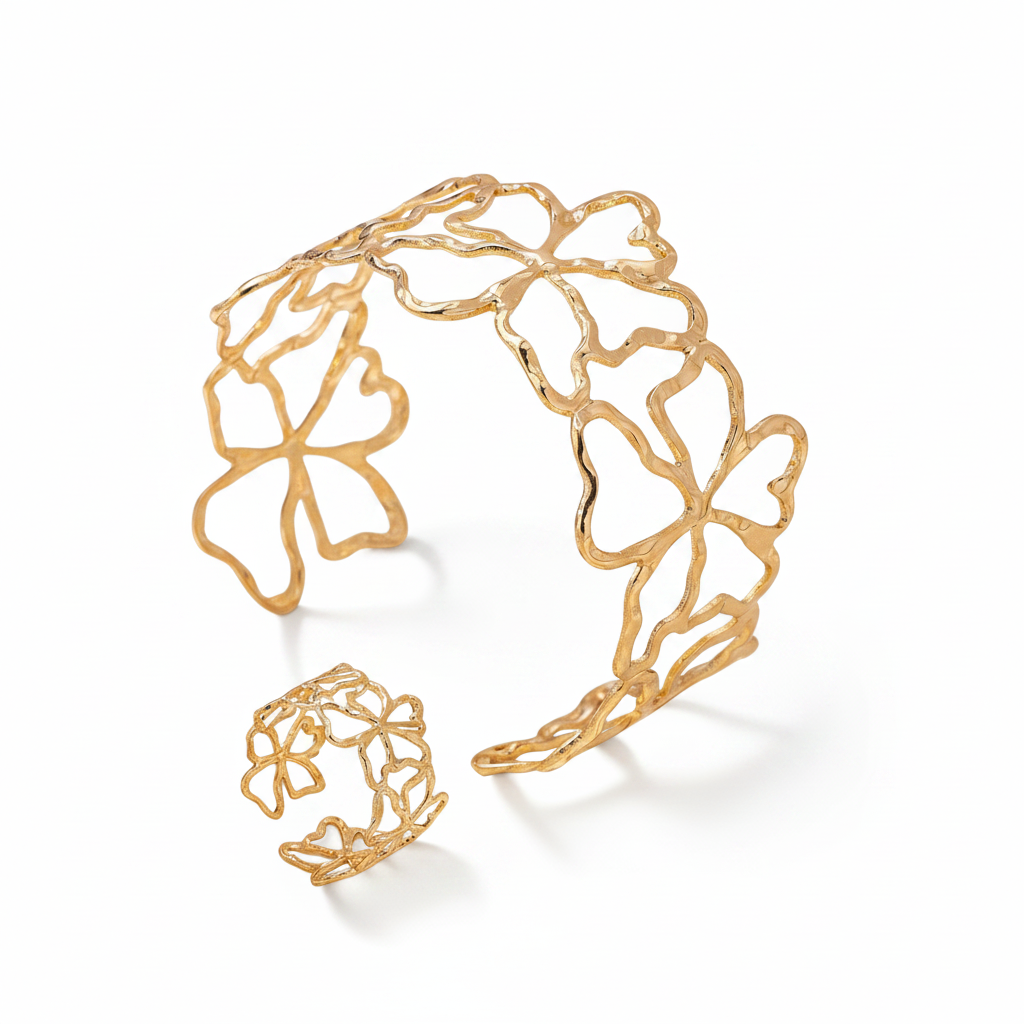 Bloom Cuff & Ring Set – white background product shot