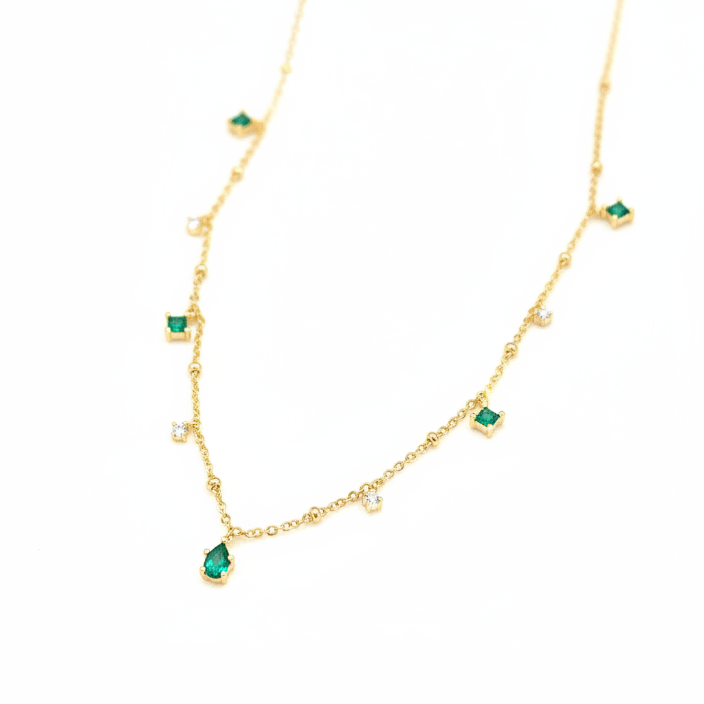 Emerald Constellation Charm Necklace close-up crystal detail