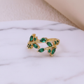 Emerald Vine Open Ring - marble background