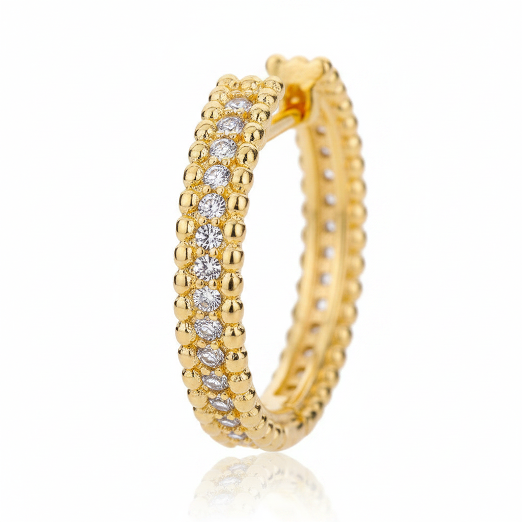 Gold Pavé Crystal Hoop Earrings detail shot