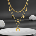 Luna Triple Layer Necklace - dark editorial studio shot