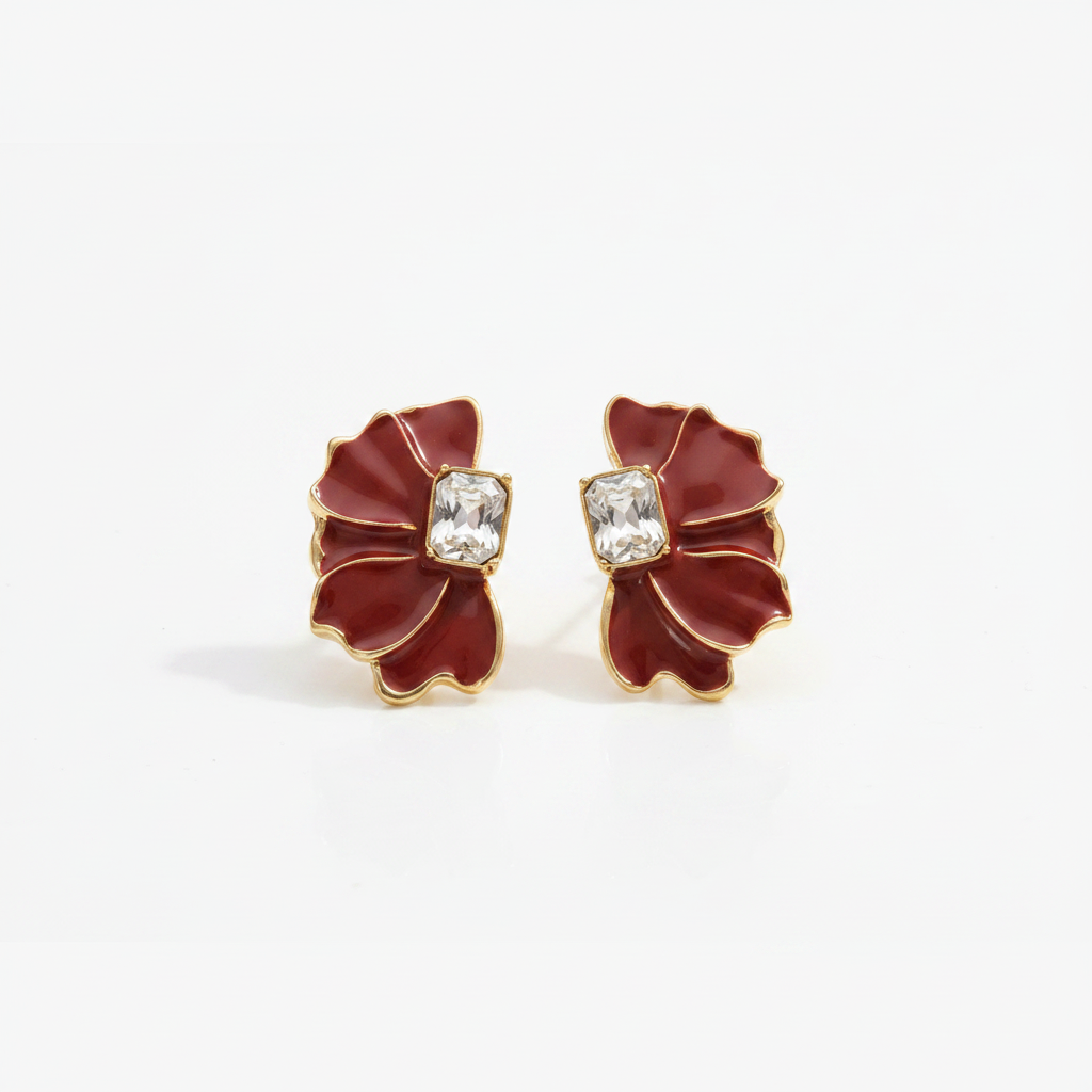 Rouge Petal Earrings – white background product shot
