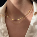 Double Gold Chain Necklace Set - white background