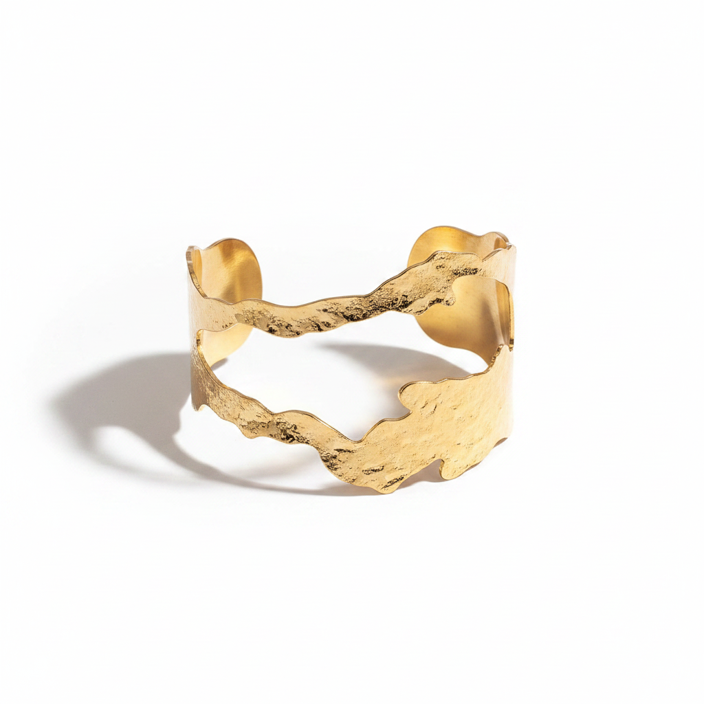 Molten Gold Cuff Bracelet – white background product shot