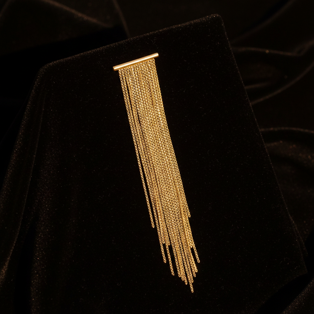Cascade Fringe Earrings – black velvet editorial