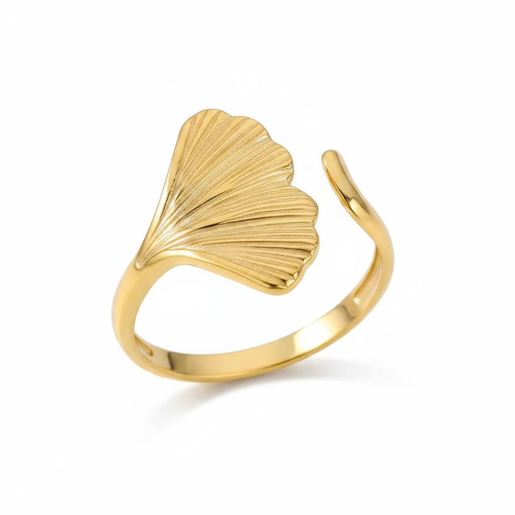 Ginkgo Leaf Ring – white background product shot