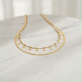 Solar Fringe Layered Necklace Set – marble editorial shot