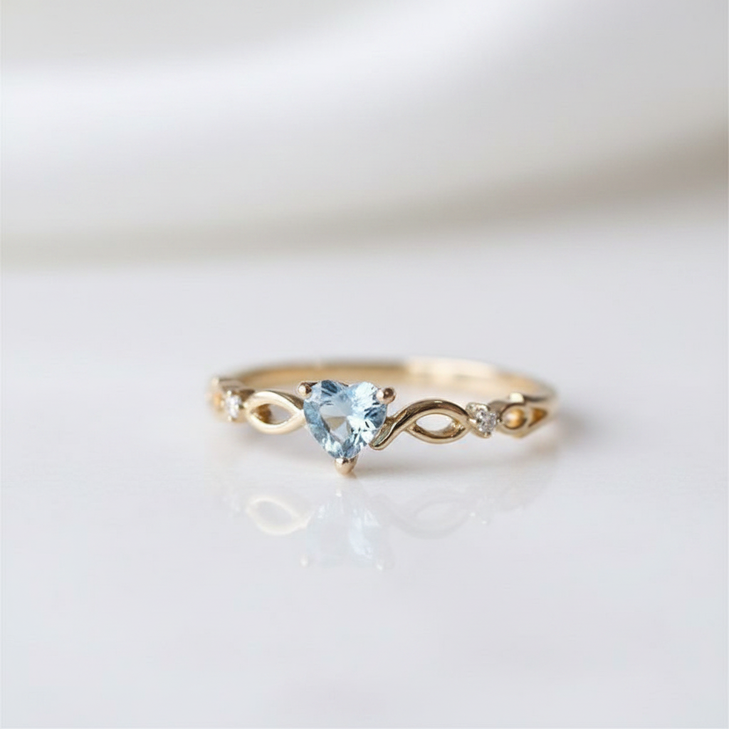 Aqua Heart Infinity Ring – white background product shot